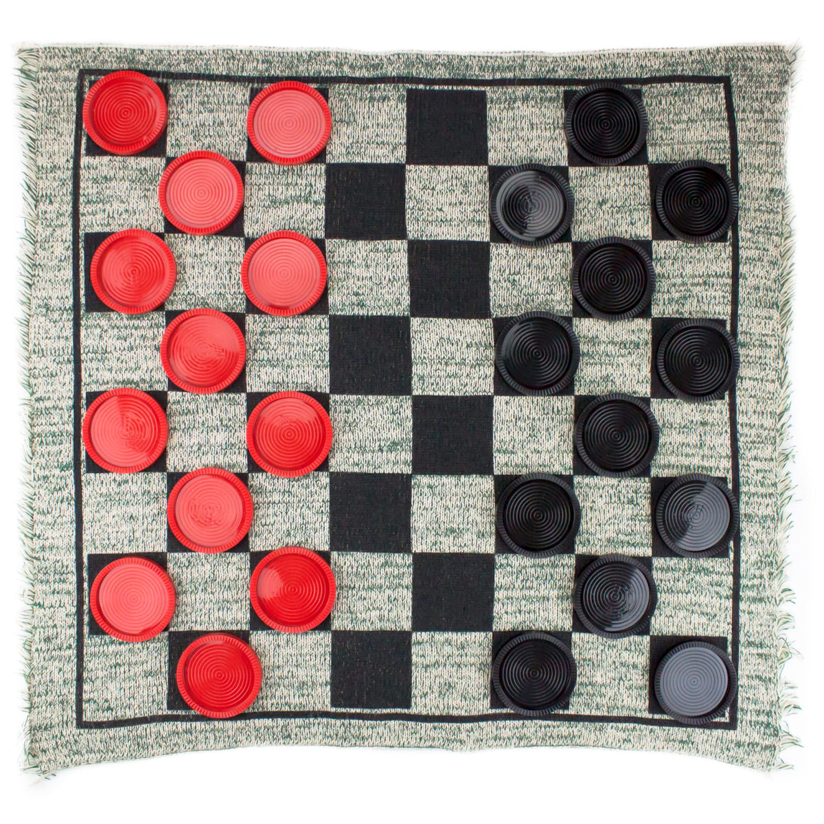 Brybelly Large Checkers Set on a giant checkers board for outdoor fun