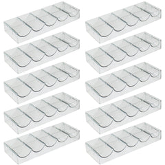 Brybelly clear acrylic poker chip tray showing 100-chip capacity for standard chips
