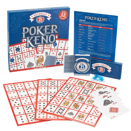 Brybelly Poker Keno Game Set with cards and chips for family game night