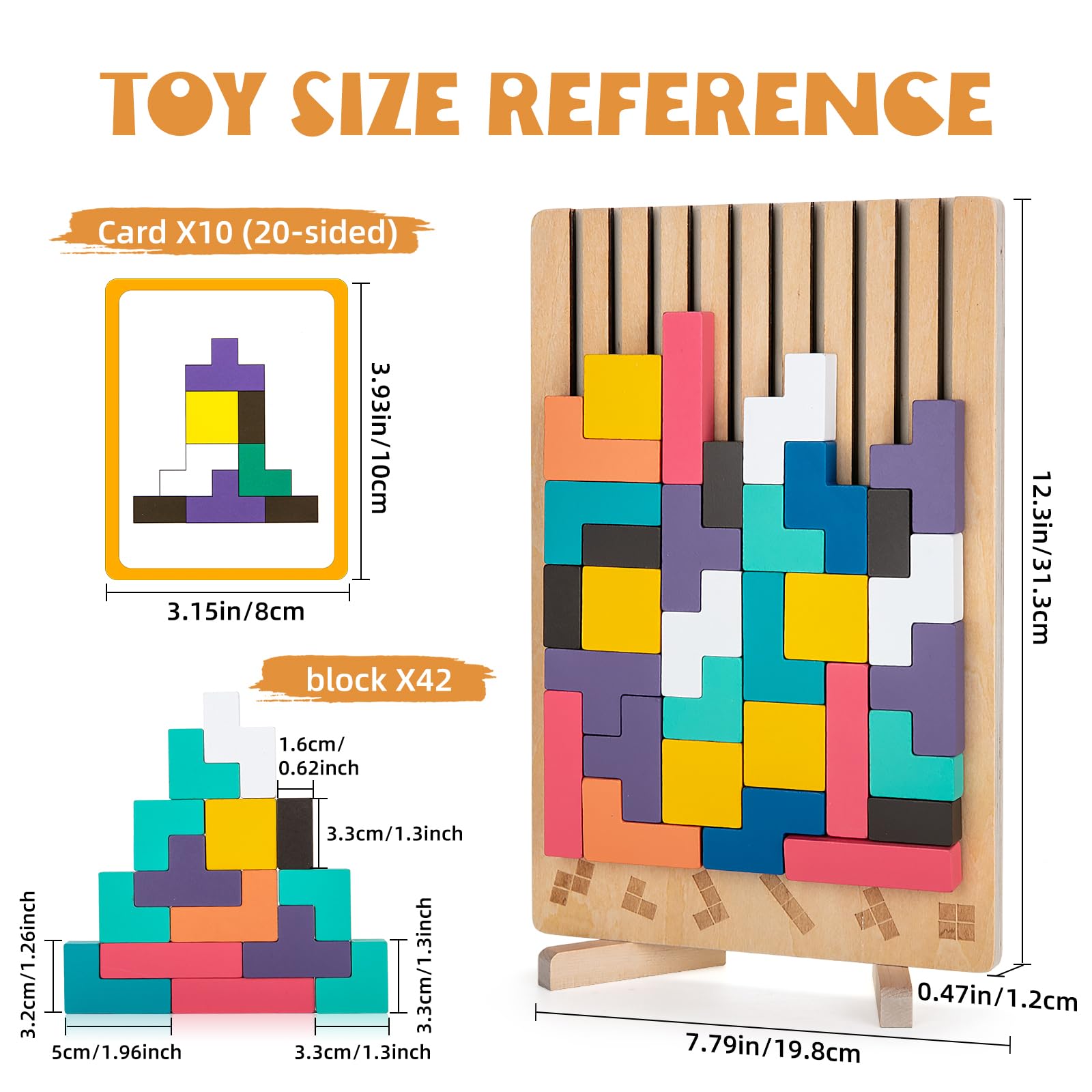 BSADIY wooden puzzle with pattern cards for pattern replication and focus
