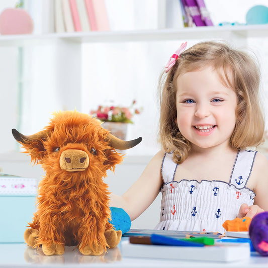 Bsanker Highland Cow Plush side view showing realistic silhouette and plush texture