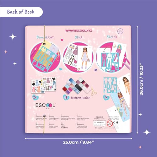 BSCOOL Fashion Studio drawing templates help kids sketch outfits with guided steps.