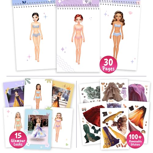 BSCOOL Sticker Dress Up Book fashion guides inspire budding designers to mix textures and colors.