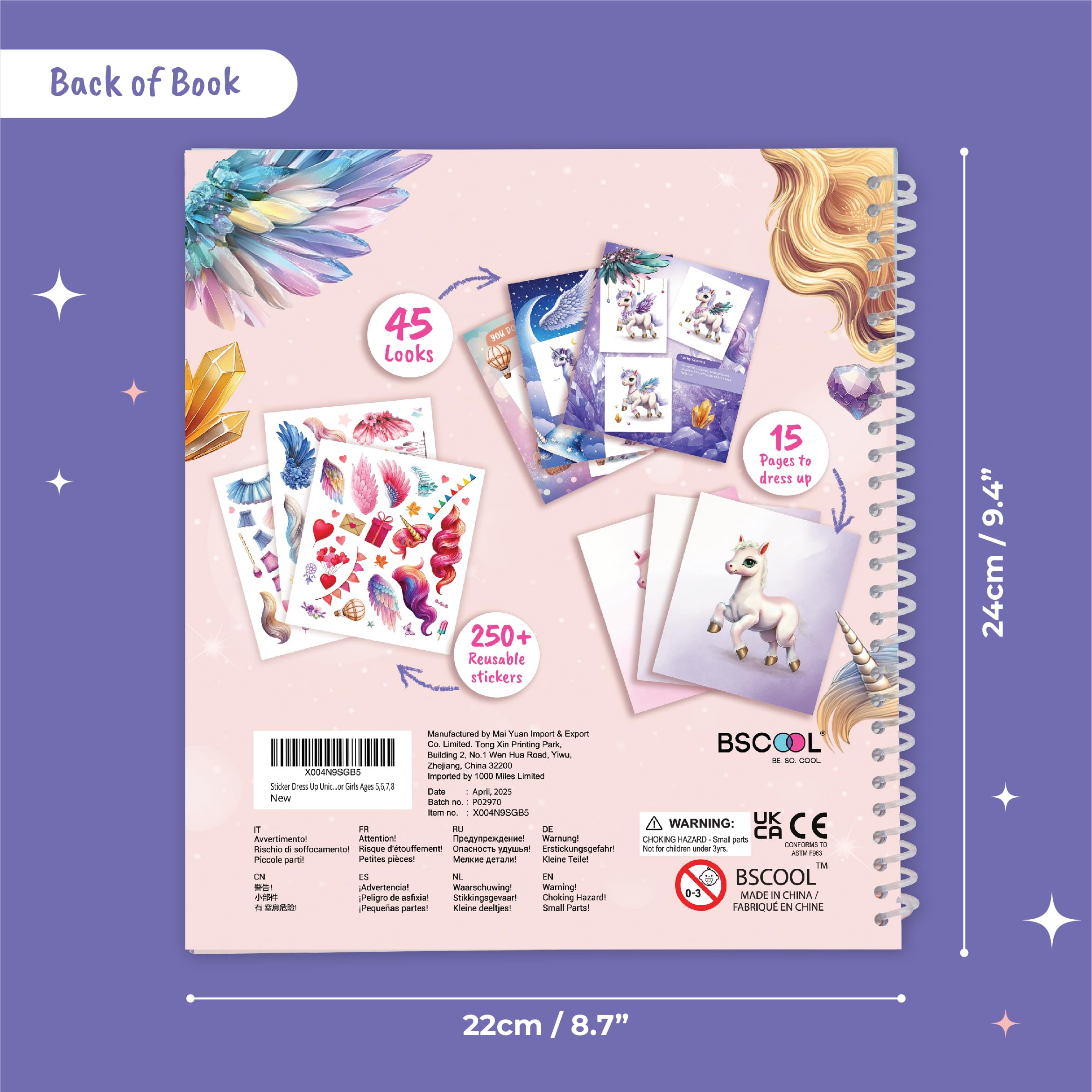 BSCOOL Sticker Dress Up Unicorn portable format ideal for travel play