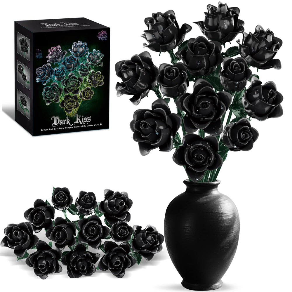 BseSparklion black roses bouquet assembly with customizable stems for dynamic displays.