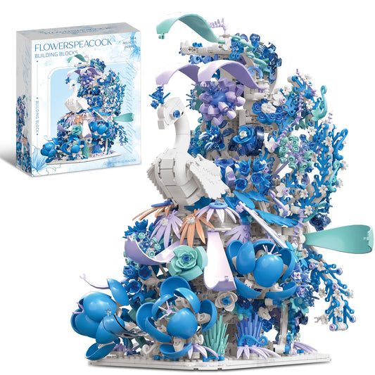 BseSparklion blue flowers peacock model ready for display on a shelf