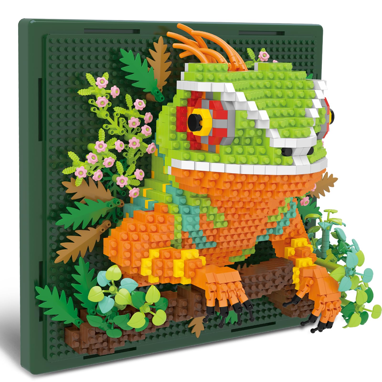 BseSparklion chameleon 3D wall art kit featuring vibrant bricks for dramatic décor.