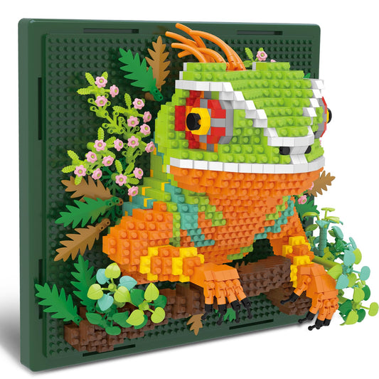 BseSparklion chameleon 3D wall art kit featuring vibrant bricks for dramatic décor.