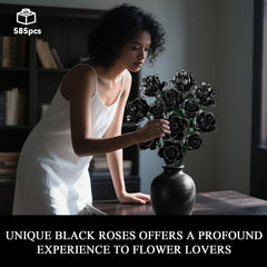 BseSparklion customizable stems and swinging petals on black roses bouquet.
