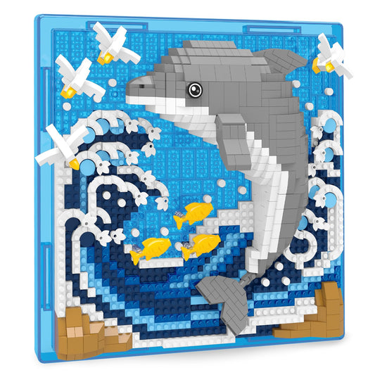BseSparklion Dolphin 3D wall art blocks create a striking ocean focal point for living rooms.