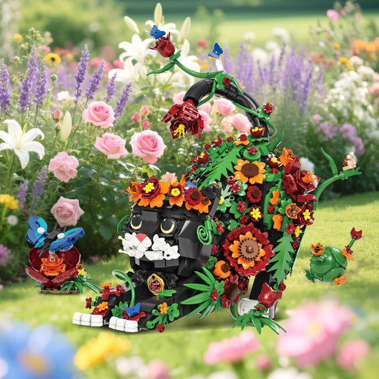 Built BseSparklion flowers tuxedo cat model ready for display