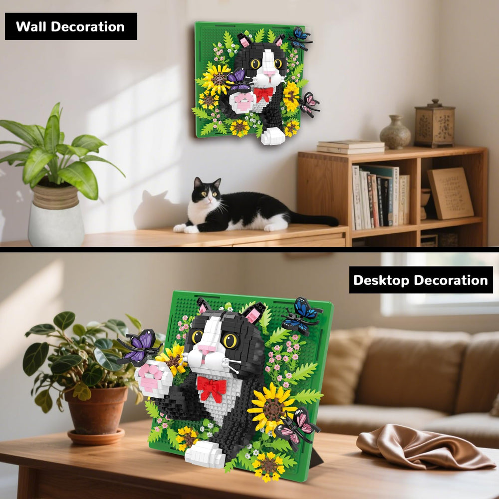 Close-up of BseSparklion Flowers Tuxedo Cat micro blocks showing bright colors.
