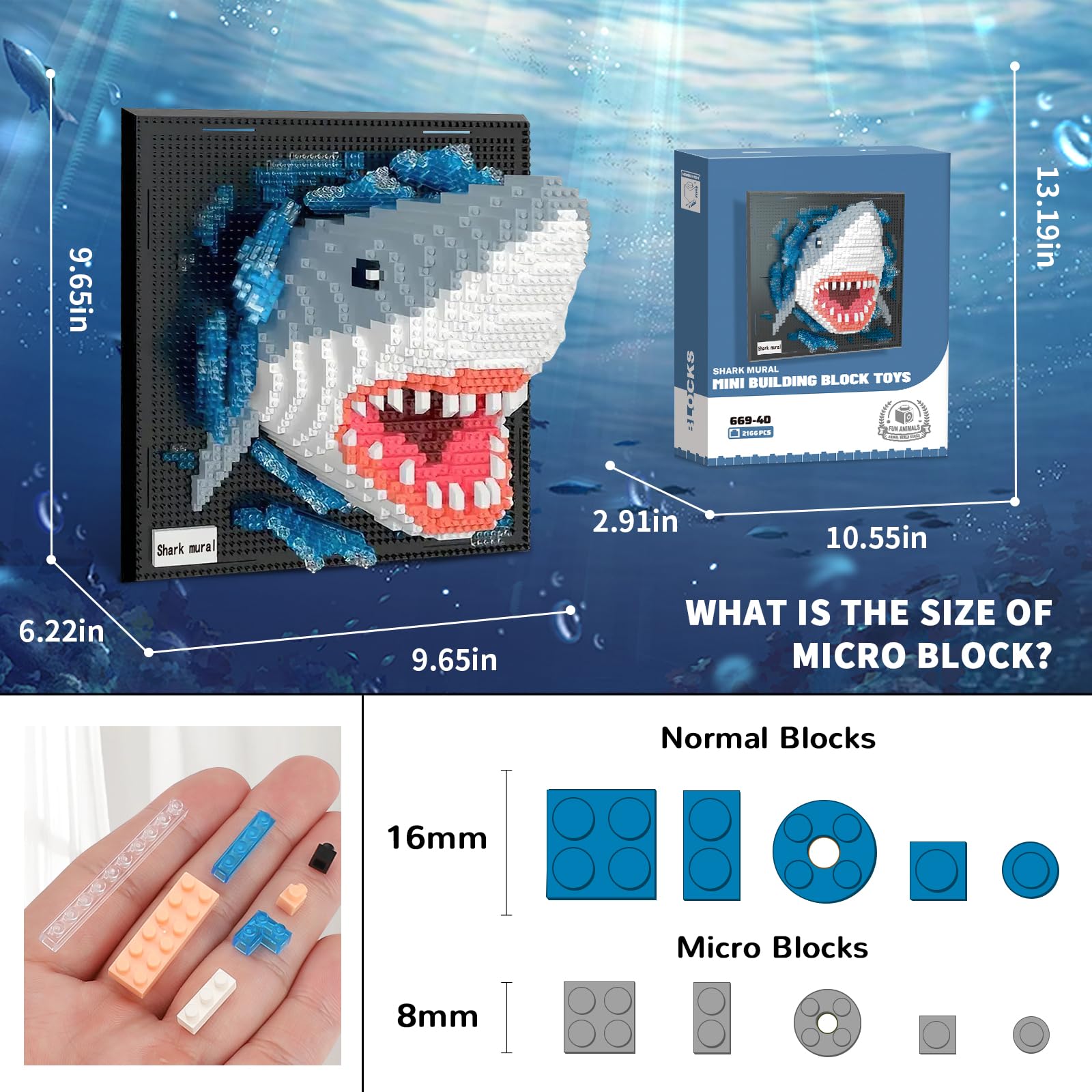 BseSparklion Shark 3D wall art shown on a wall display setup