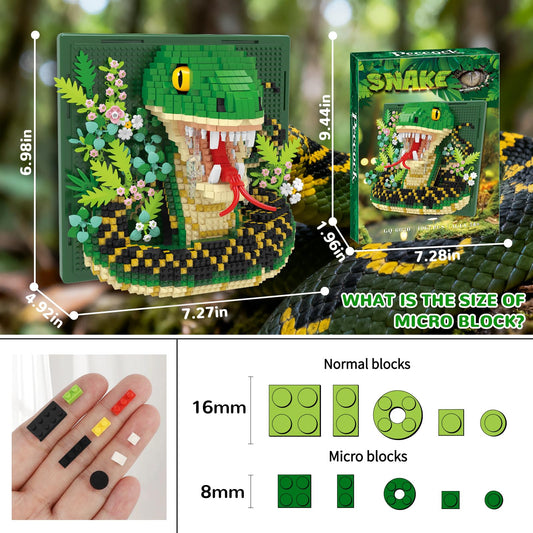 BseSparklion snake colorful micro blocks showcase vibrant pieces for creative decor.