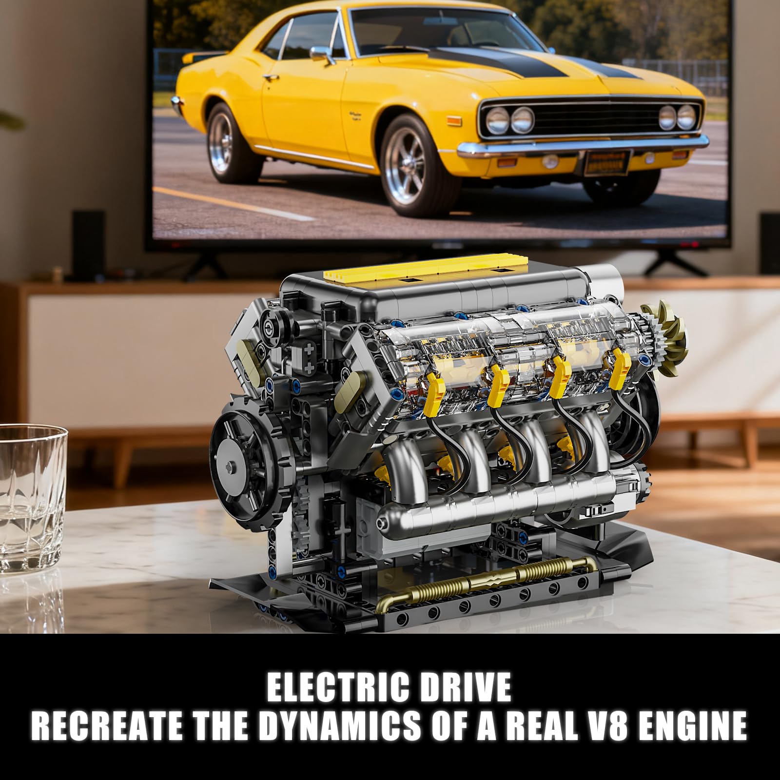 BseSparklion visible V8 engine parts reveal inner components for understanding.