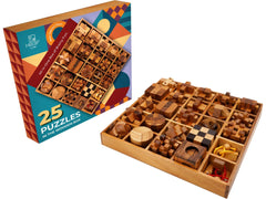 BSIRI 25 in 1 wooden brain teaser front view with interlocking pieces