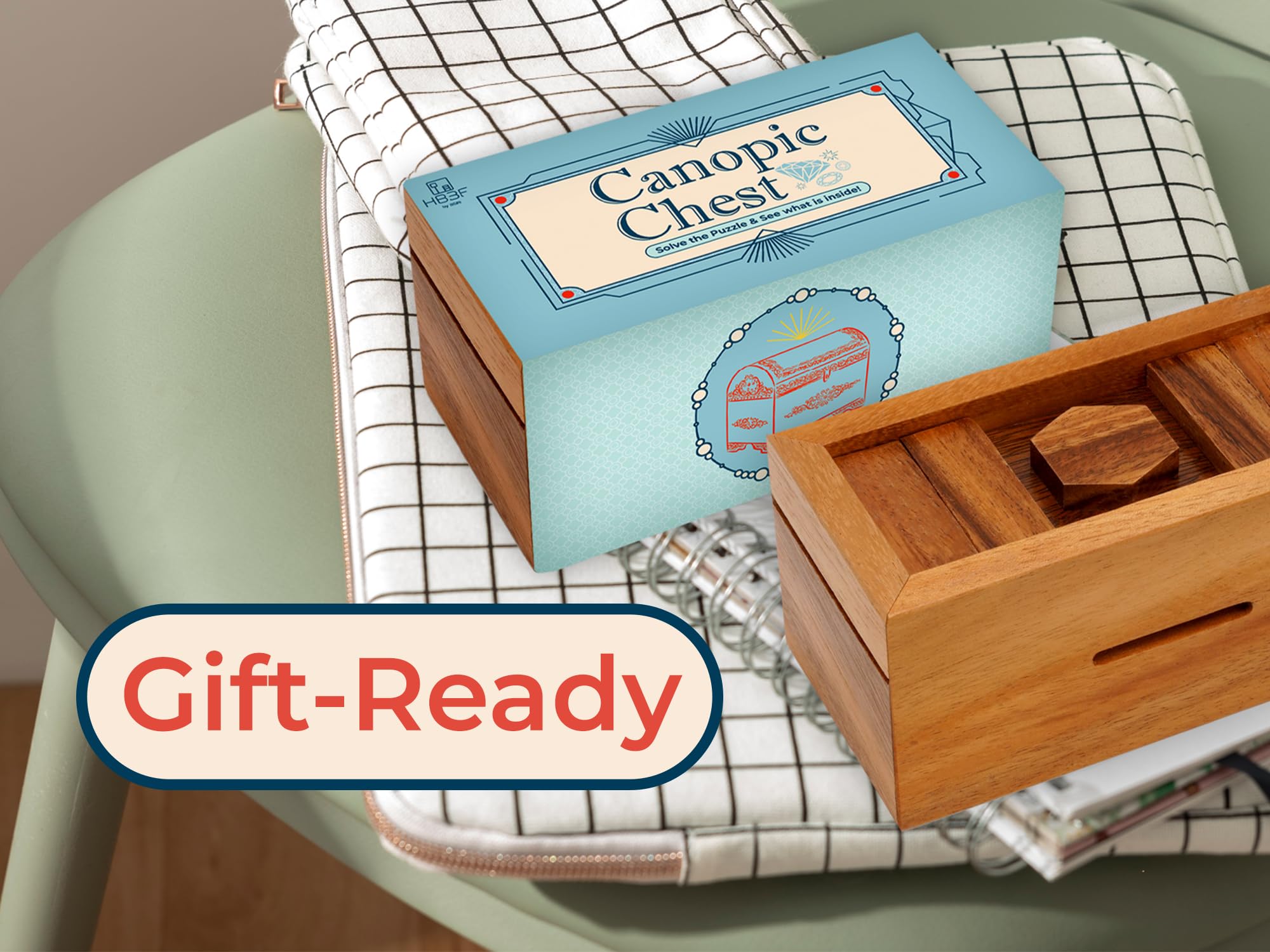 BSIRI Canopic Chest - secret slots revealed for small keepsakes.