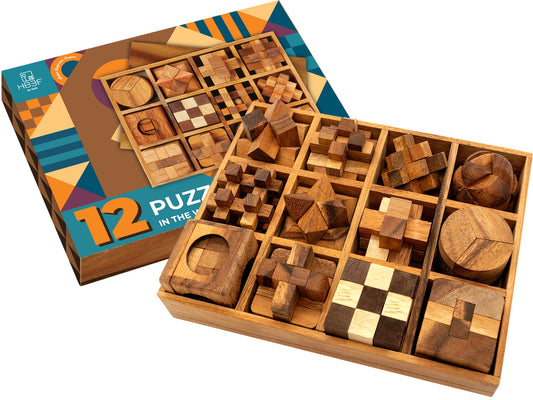 BSIRI puzzle box set on a coffee table, showcasing elegant wood craftsmanship and display-worthy design.