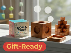 BSIRI Soma Puzzle Cube solved state, demonstrates satisfying completion moment.