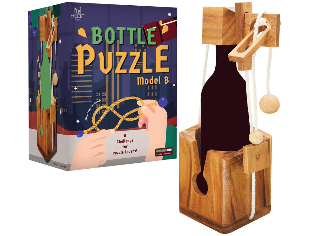 BSIRI Think for Bottle Puzzle Lock close-up showing wood grain and locking mechanism
