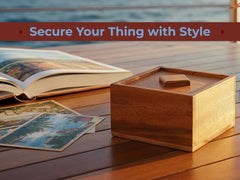 BSIRI Treasure Riddle Box wood grain detail emphasizing durable, stylish storage.
