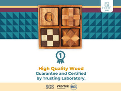 BSIRI four-game wooden puzzle box set displayed for family fun.
