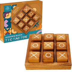 BSIRI wooden XO blocks board top view for family game night