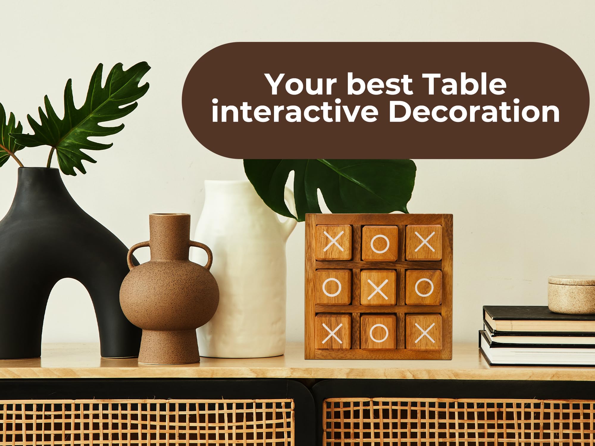 BSIRI wooden XO blocks on a coffee table decor