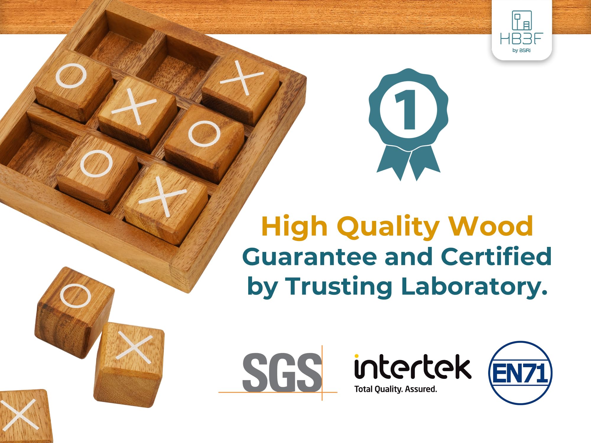 BSIRI wooden XO blocks tic tac toe pieces arranged for play