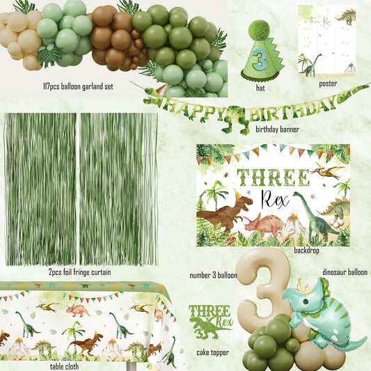 BSMIEFUS Dinosaur table cloth creates a cohesive centerpiece for birthday feasts.