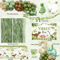 BSMIEFUS Dinosaur table cloth creates a cohesive centerpiece for birthday feasts.