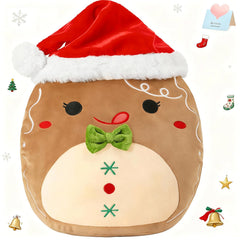 BSTAOFY Christmas Gingerbread Man plush pillow close-up shows soft fabric for cozy hugs