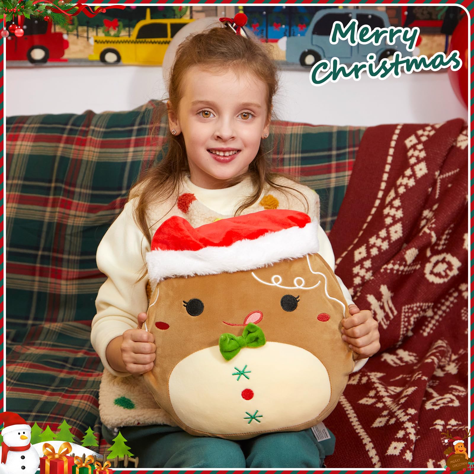 BSTAOFY Christmas Gingerbread Man plush in a kid room for playful ambiance