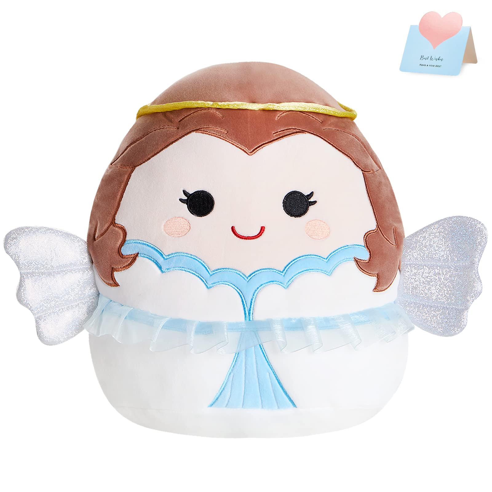 bstaofy cute angel plush pillow with wings and halo for comforting hugs