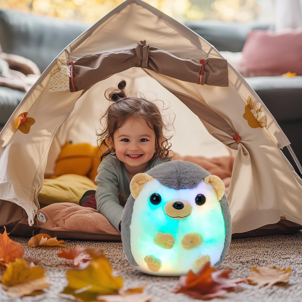 BSTAOFY soft plush hedgehog nightlight provides comforting illumination.