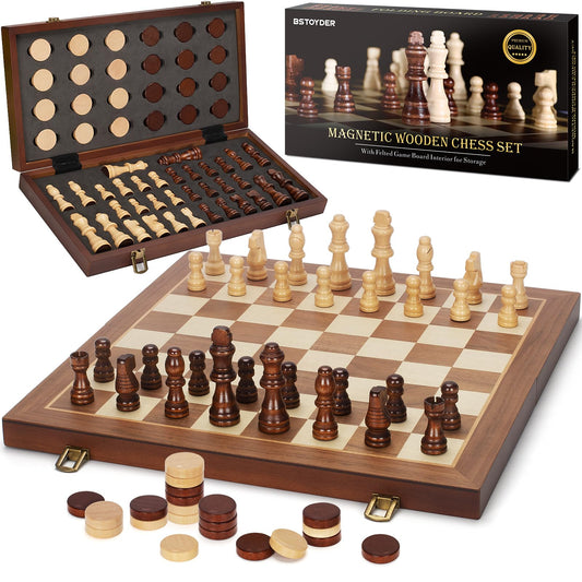 BSTOYDER 2-in-1 magnetic chess board folding for travel and play