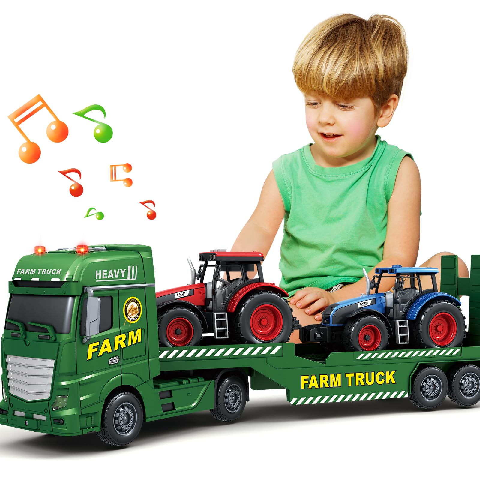 Bstoyder 25-inch semi-flatbed truck front view supports imaginative play and motor skills.