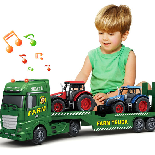 Bstoyder 25-inch semi-flatbed truck front view supports imaginative play and motor skills.
