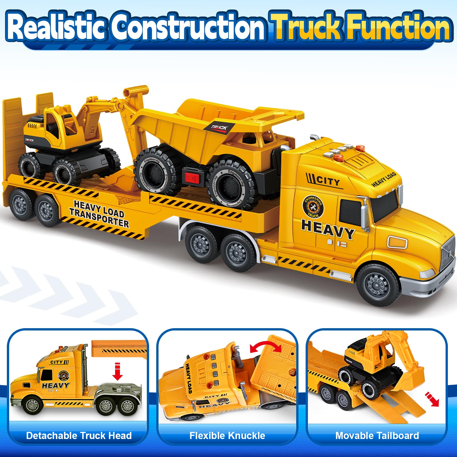 Bstoyder toddler truck set with dump truck boosts fine motor skills and role-play stories.