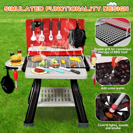 Bstoyder BBQ toy with smoke and light effects for realism.