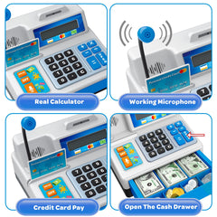 Bstoyder cash register with credit card for pretend transactions and swipes.