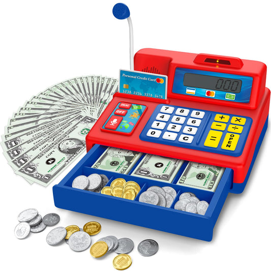 Bstoyder Calculator Cash Register with microphone for interactive pretend play and early math.
