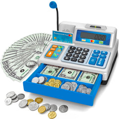 Bstoyder calculator cash register with microphone for interactive pretend play and learning.
