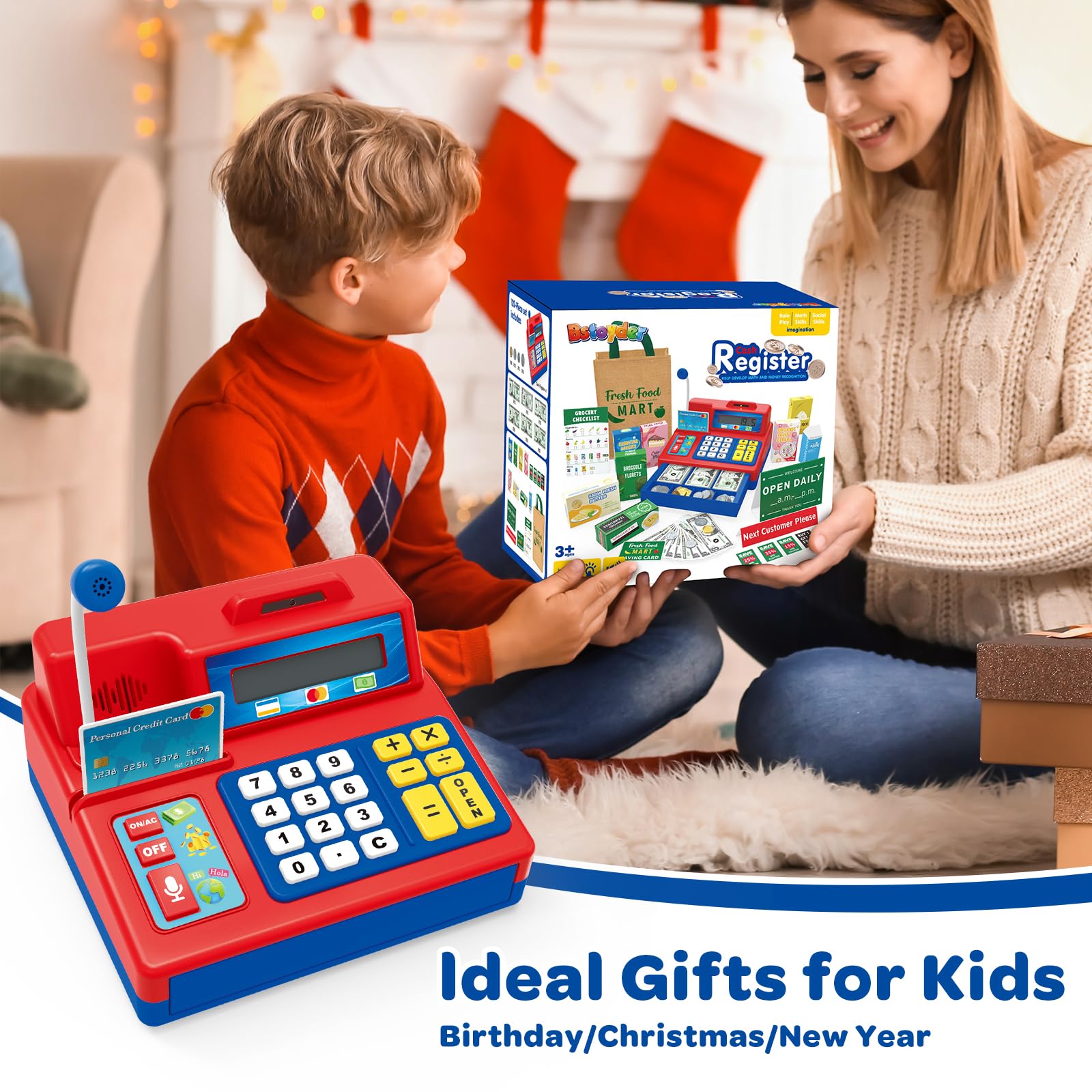 Bstoyder cash register toy lights and sounds for engaging sensory play.