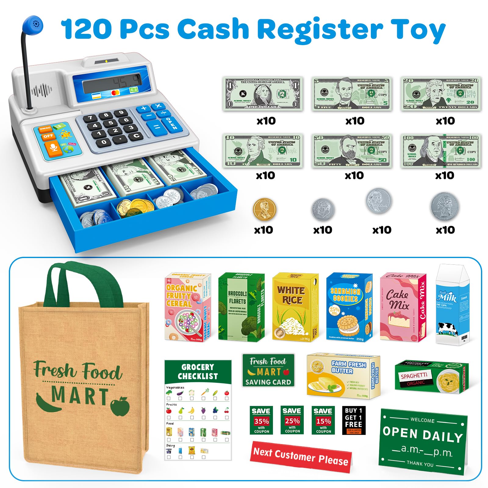 Bstoyder cash register toy microphone boosts storytelling and role-play accuracy