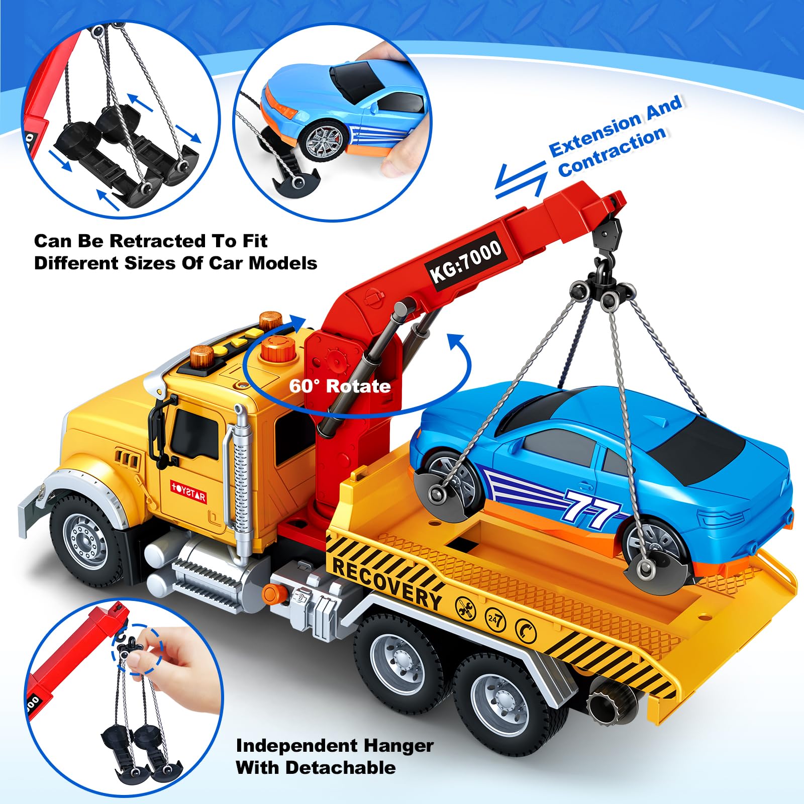 Bstoyder crane arm in action for extending and rotating play.