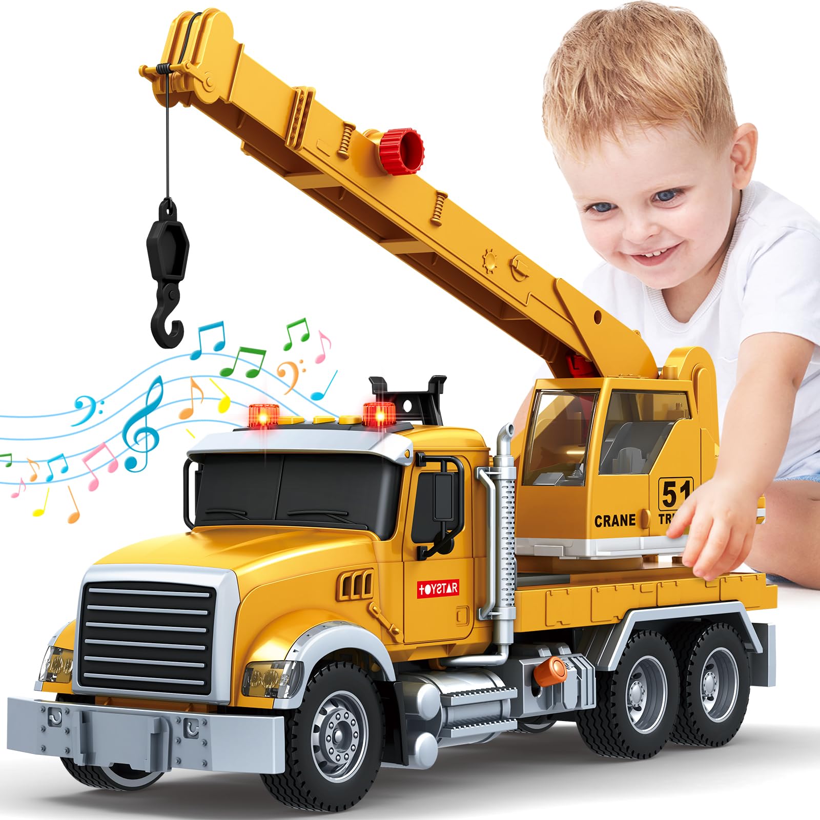 Bstoyder crane truck with lights and sounds for imaginative play