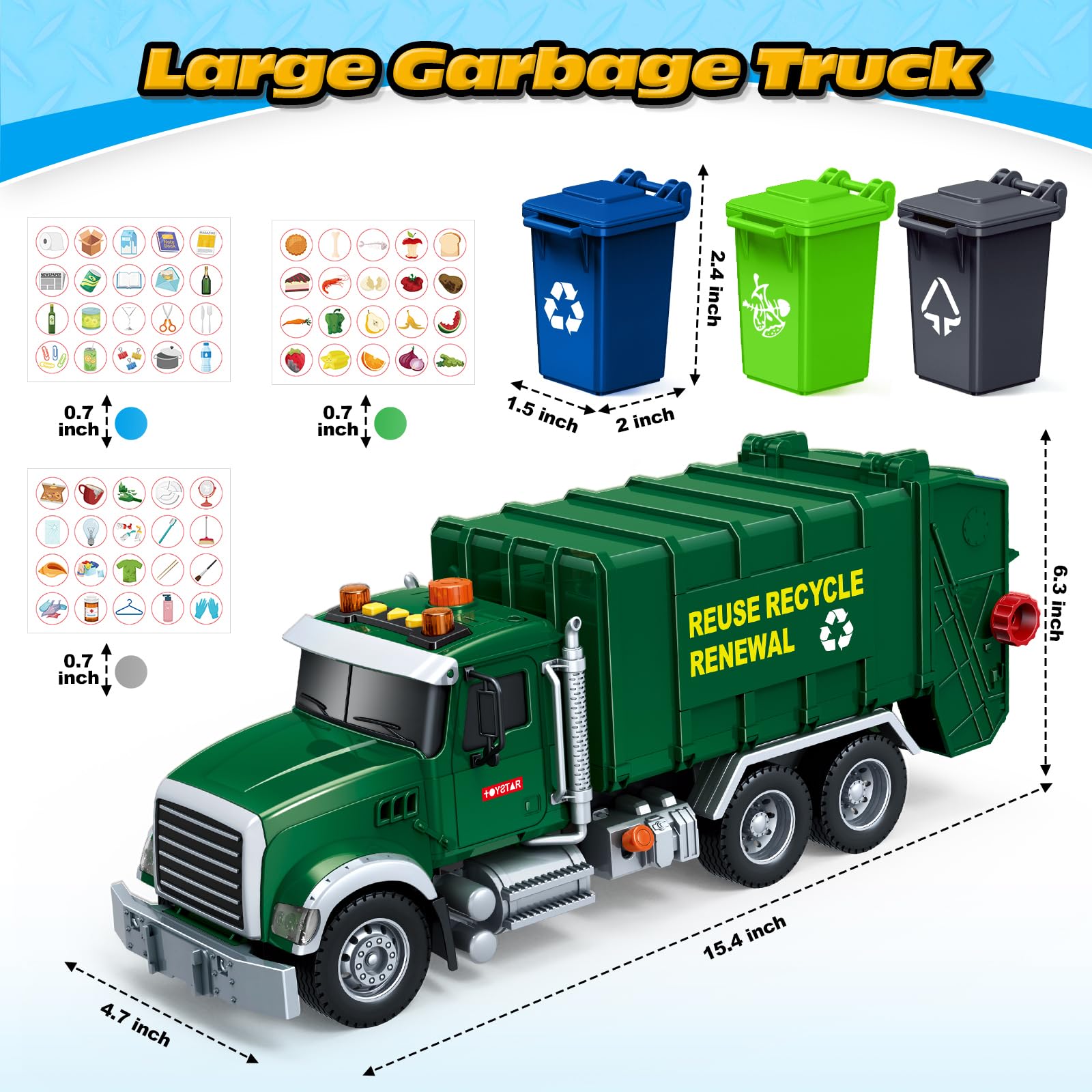 Bstoyder dumping function closeup demonstrates realistic action.