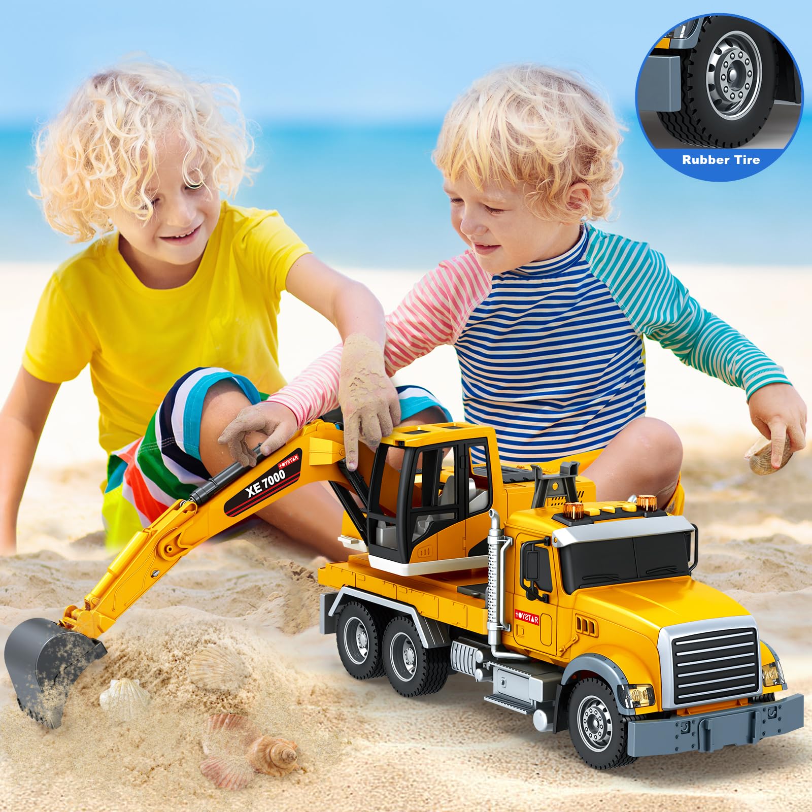 Bstoyder excavator truck designed for beach and outdoor sand scooping adventures.