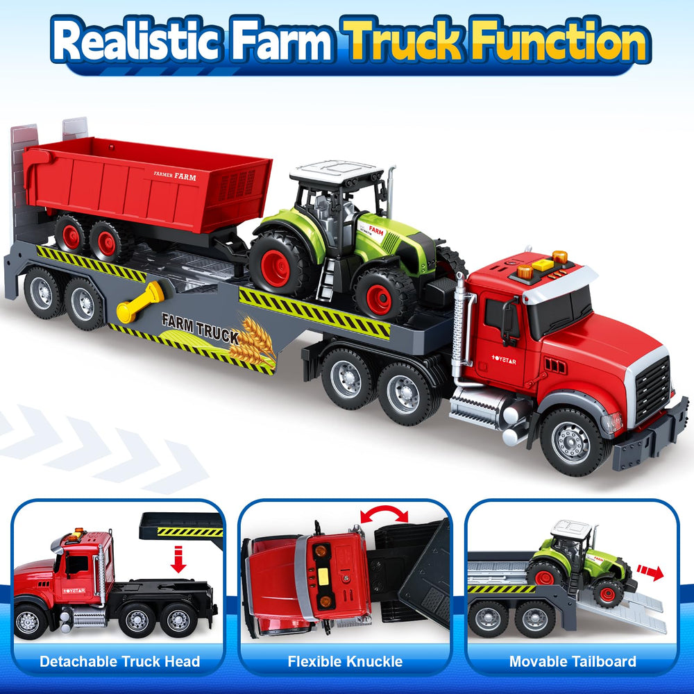 Bstoyder farm truck cab shows moving head and steering for pretend transport.